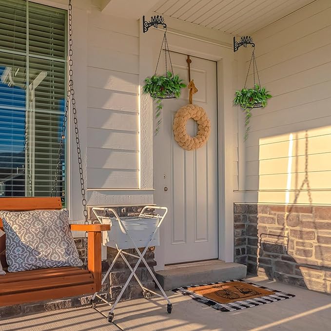 4-Pack Aesthetic Wall Plant Hanger Indoor and Outdoor – 10 Inch Metal Hanging Plant Bracket with Beautiful Bird Pattern – Heavy Duty Plant Hooks for Hanging Plants, Bird Feeder, Wind Chime, Lantern