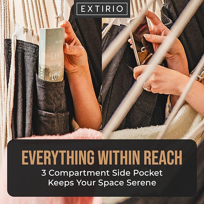 Hanging Hammock Chair Swing – Hanging Chair Outdoor & Indoor - Hammock Swing Chair – Quick & Easy Setup with Hardware Kit – Durable & Spacious Full Body Support – Holds 440 Lbs