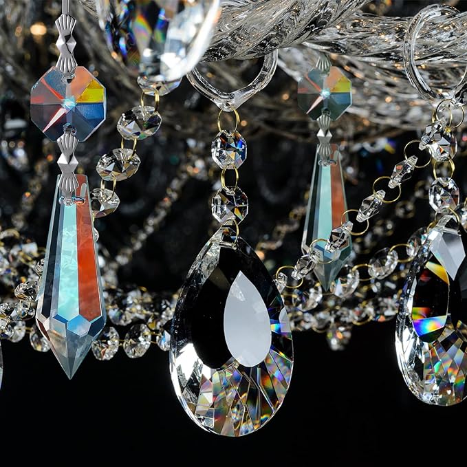 48 Pcs 24 Pcs Chandelier Crystal Replacement 38 mm Teardrop & Icicle Crystal Prisms Hanging Gems Parts for Lamps and Chandeliers Suncatcher Christmas Tree Windows Home Decor (Clear)