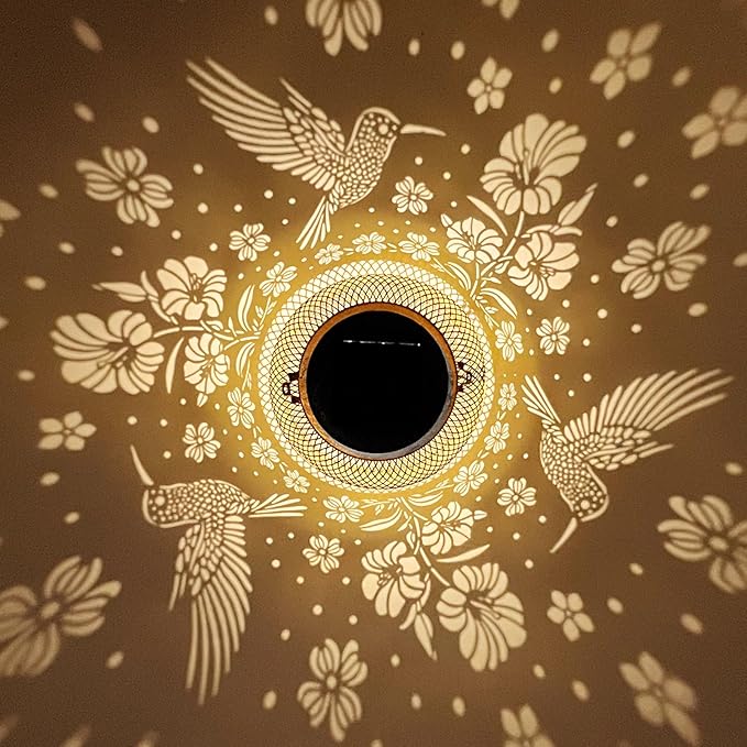 2 Pack Solar Lanterns Outdoor Waterproof Hummingbird Garden Decor Birthday Gifts for Women Mom Grandma Hanging Solar Lights Metal Decoration Outside for Yard, Patio, Backyard, Porch, Pathway