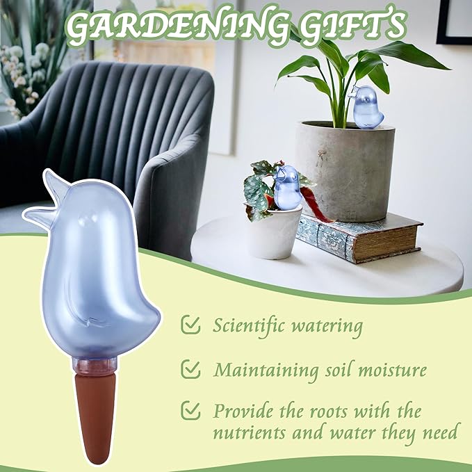 4 Pack Self Watering Spikes, Indoor Plant Watering Globes, Bird Shape Automatic Irrigation Spikes,Plant Watering Devices（Blue）