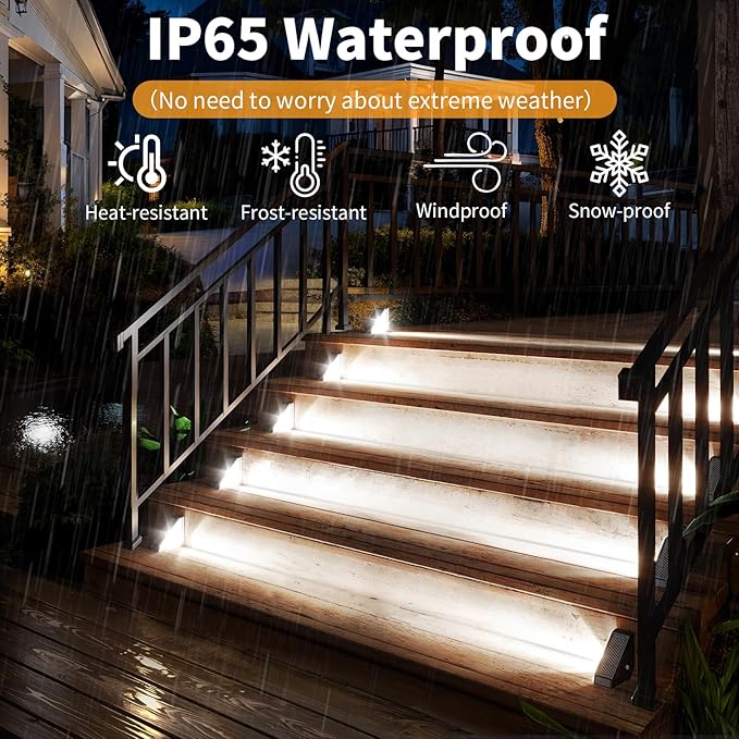 KINKAI 6 Pack Solar Stair Lights, Outdoor Triangle Step Light Waterproof Deck Lighting for Outside, Step Front Door Porch Yard Patio Decor (White Light)