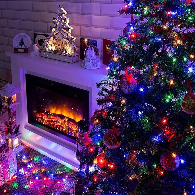 Christmas Lights,100 LED 39FT Outdoor/Indoor Christmas Lights Plug in with 8 Modes & Timer & Memory Function, Waterproof Christmas Lights Outdoor for Holiday Party Christmas Tree Decor