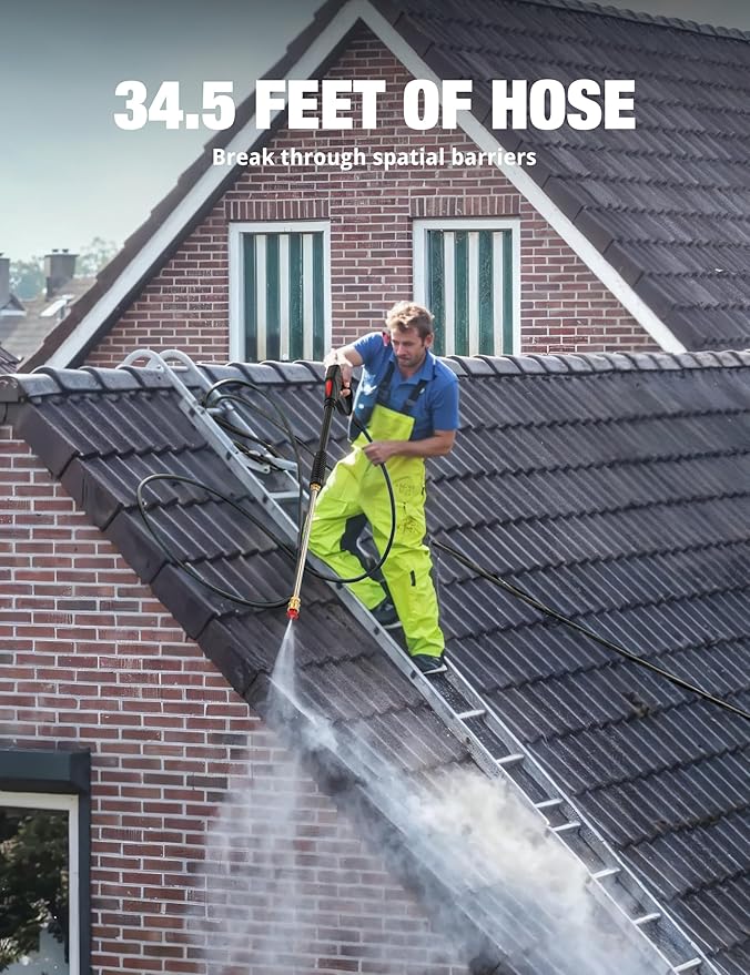 Gas Pressure Washer 3800 PSI and 2.5 GPM, 212CC, with Onboard Soap Tank, 10" Wheel, 5 Nozzle Set, for Cars/Fences/Homes/Patios/Furniture