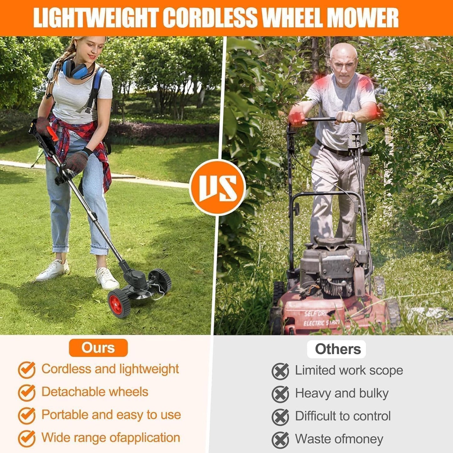 Cordless Weed Wacker Battery Powered Electric 21V 4.0Ah,Weed Wacker Battery Operated Grass Trimmer/Brush Cutter/String Trimmer/Lawn Edger, Weeder Tool for Lawn Garden Pruning/Trimming