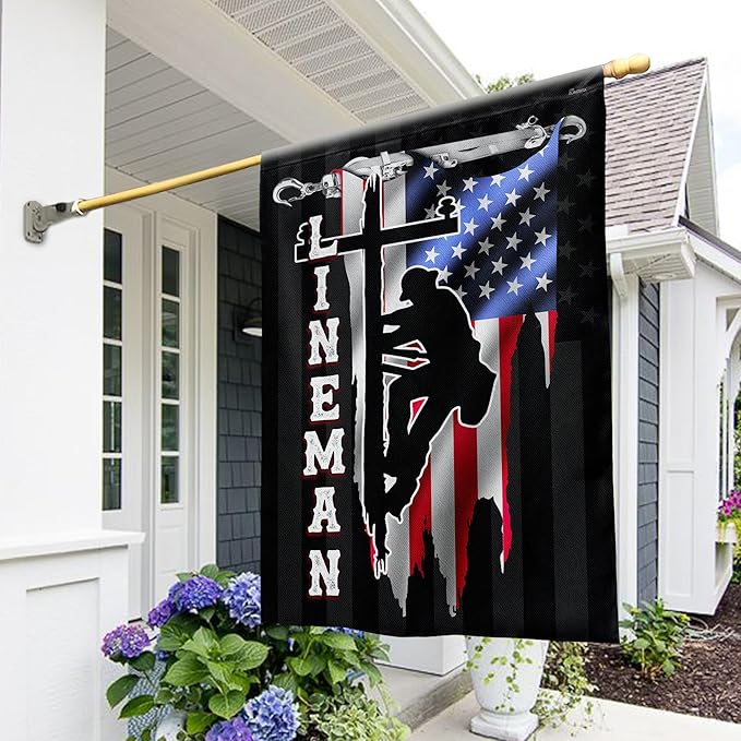 FLAGWIX American Flags - Lineman Flag MLH896F, House Flag (29.5" x 39.5") - Lineman Decorations, USA House Garden Flags Premium Polyester - Decorative Outdoor Flags