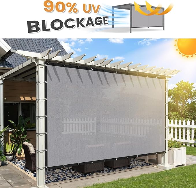 VICLLAX Shade Fabric Sun Shade Cloth with Every 2 FT Grommets for Patio Garden Pergola Cover Canopy 11x13 FT, Light Grey