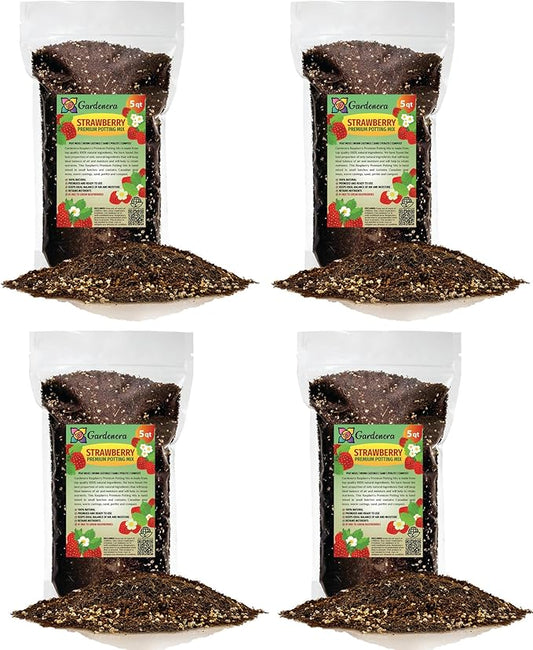 Strawberry Premium Potting Soil Mix - Ideal Blend for Growing Robust and Flavorful Strawberries - 20 Quart