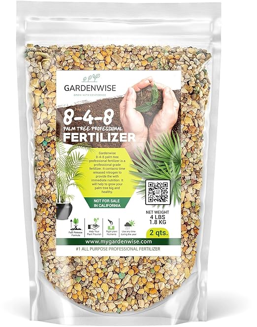 8-4-8 Professional Palm Tree Fertilizer Plant Food; for Indoor Potted Plants and Outdoor Landscape Palm Trees; Quick-Release Nitrogen Fertilizer and Continuous Feeding (2 QUARTS)