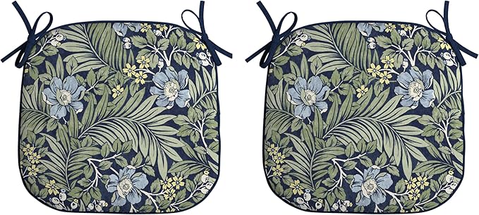 Arden Indoor/Outdoor Foam Seat Pad, 2 Pack, 17 x 16, Patio Cushion, Water Repellent, Fade Resistant, Foam Cushion Sapphire Morrison Floral