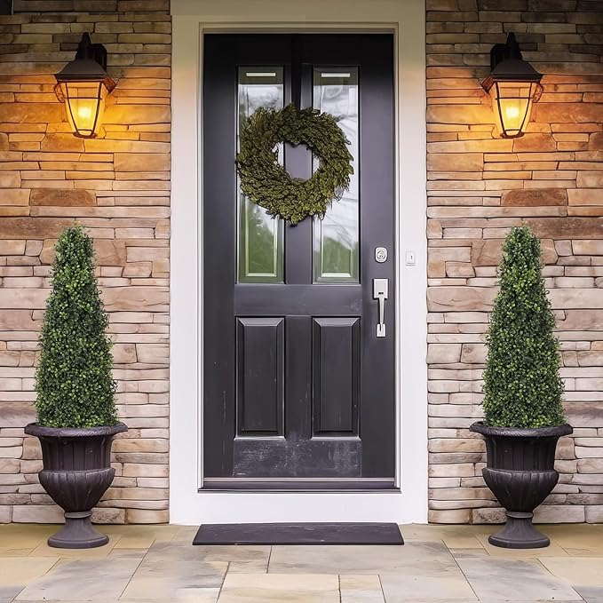 4ft Artificial Boxwood Topiary Trees (Set of 2) - UV Resistant Faux Plants Outdoor, Realistic 48in Fake Potted Bushes and Shrubs for Front Porch, Planter, Patio - Low Maintenance & Evergreen