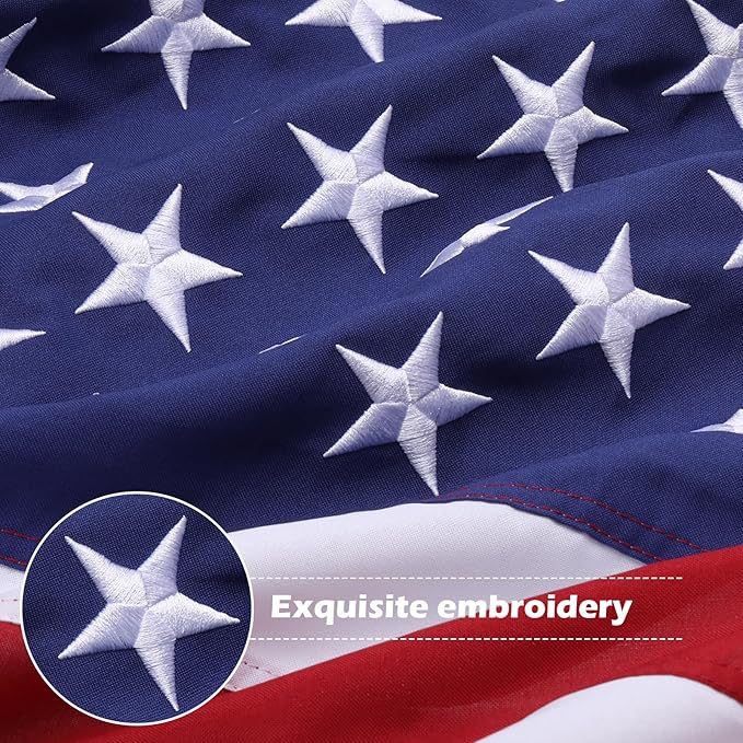 American Flag 2.5x4 Ft Deluxe Water Resistant Series Made From Heavy Duty Super Tough Spun Polyester/Embroidered Stars/Sewn Stripes/Brass Grommets,US Flags Perfect for Outside