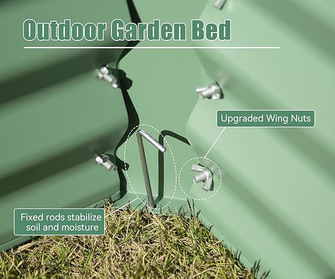 Domi Galvanized Raised Garden Bed, Outdoor Planter Garden Boxes Large Metal Planter Box for Gardening Vegetables Fruits Flowers, Green (8x4x2ft)