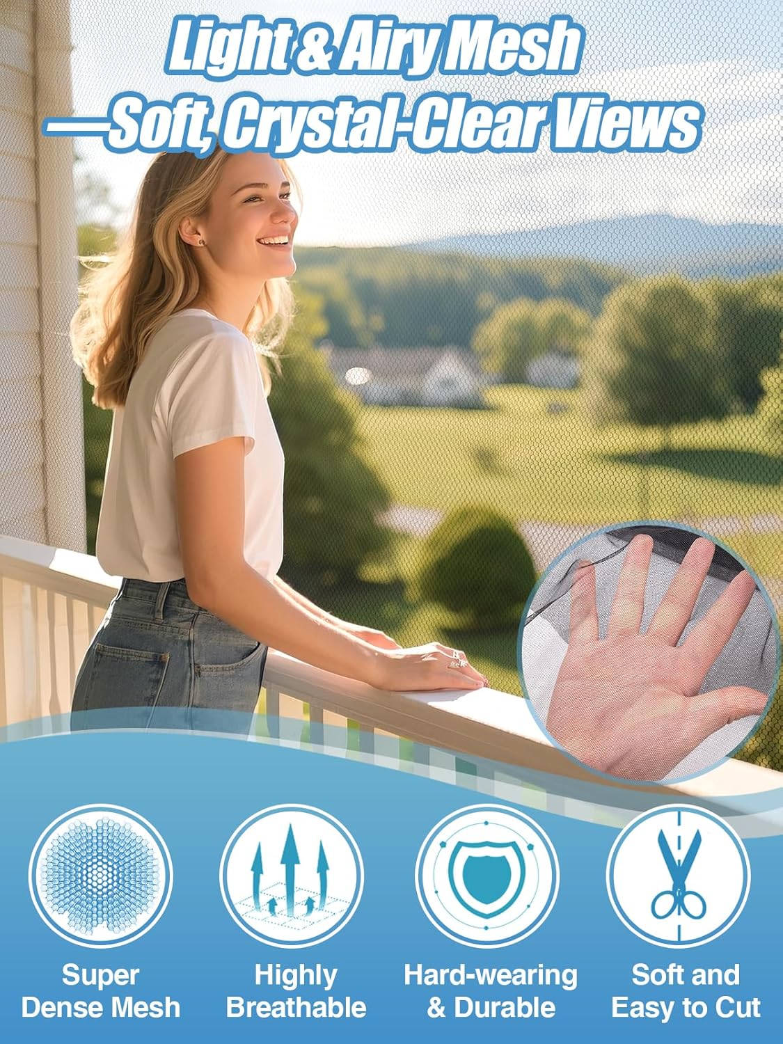 65x10ft Extra Large Mosquito Net, Mesh Netting for Garden Skin and Plants Protection, Patio Bird Bug Screen, Black