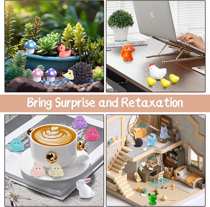 150 Pieces Mini Resin Animals Mini Resin Figures Tiny Resin Animals Model Set for DIY Miniature Garden Decor, Dollhouse Ornament,Succulents Plants Ornaments, Animals Party Favors
