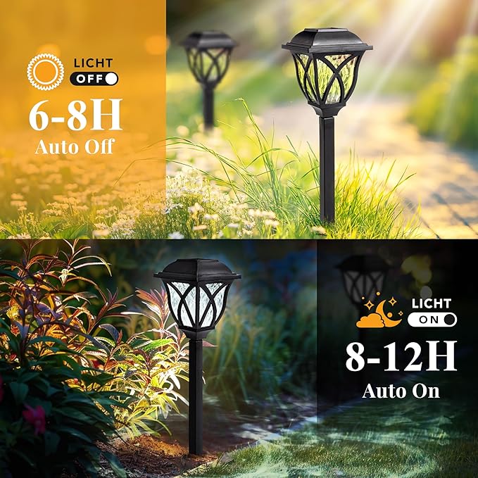 GIGALUMI Solar Lights Outdoor Waterproof, 6 Pack LED Solar Garden Lights, Solar Lights for Outside, Garden Decor for Yard, Patio, Landscape, Planter, Walkway (Cold White)