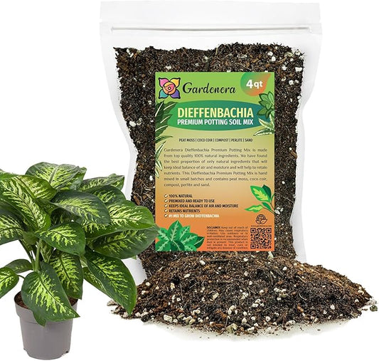 Premium Dumb Cane Potting Soil Mix - Ideal Blend for Growing Robust and Healthy Dumb Cane Plants - 4 Quart