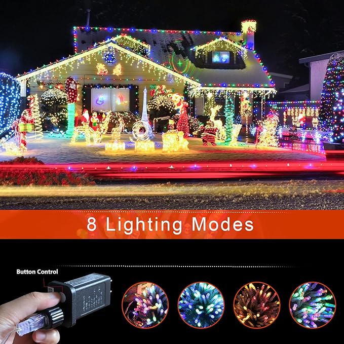Christmas Decoration Lights, Outdoor Christmas String Lights 320 LED 11.5 Ft Waterfall Tree Lights with Big Star Topper 8 Light Modes for Christmas New Year Holiday Garden Yard Indoor Outdoor Decor
