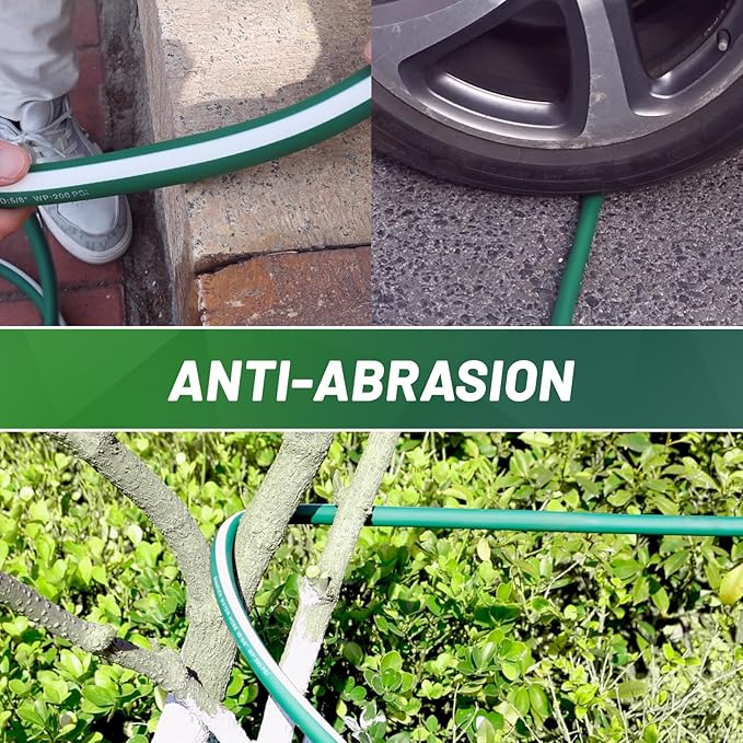 Heavy Duty Garden Hose 50 ft – Outdoor Hybird Water Hose with Solid Fitting - Flexible, Kinkless, Lightweight Garden Hose for Lawn Watering, Car Washing - Burst 500 Psi (50 ft)