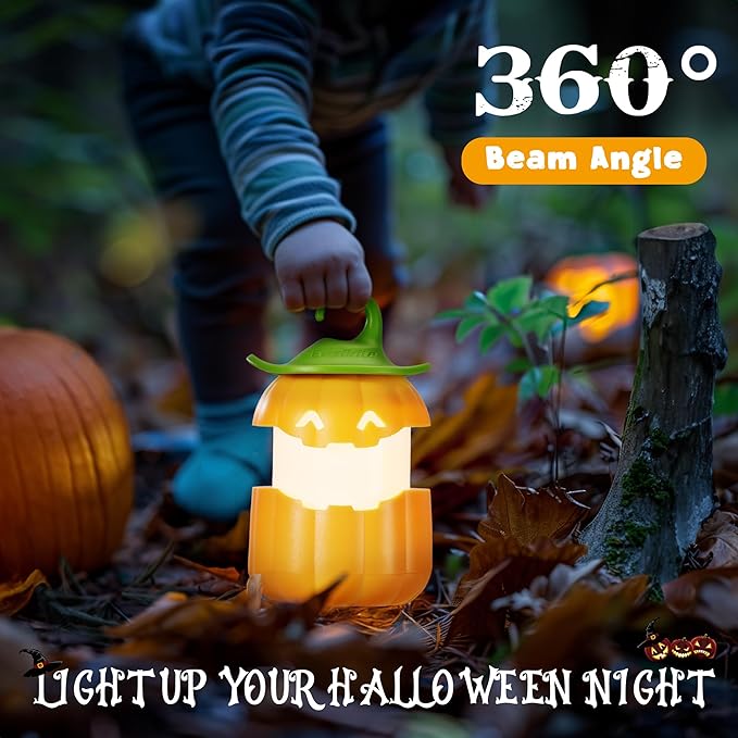 EverBrite 6-Pack Halloween Pumpkin Lantern, Collapsible Jack O Lantern Lights, Two Color Changing, Light up Pumpkin Outdoor for Halloween Party Decoration, Battery Included