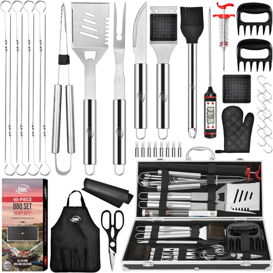 Kaluns BBQ Accessories, Complete Grill Set Dad Gifts for Christamas, 40 Pcs Premium Heavy Duty Stainless Steel Barbecue Grill Accessories for Outdoor Grill Gifts for Men Dad