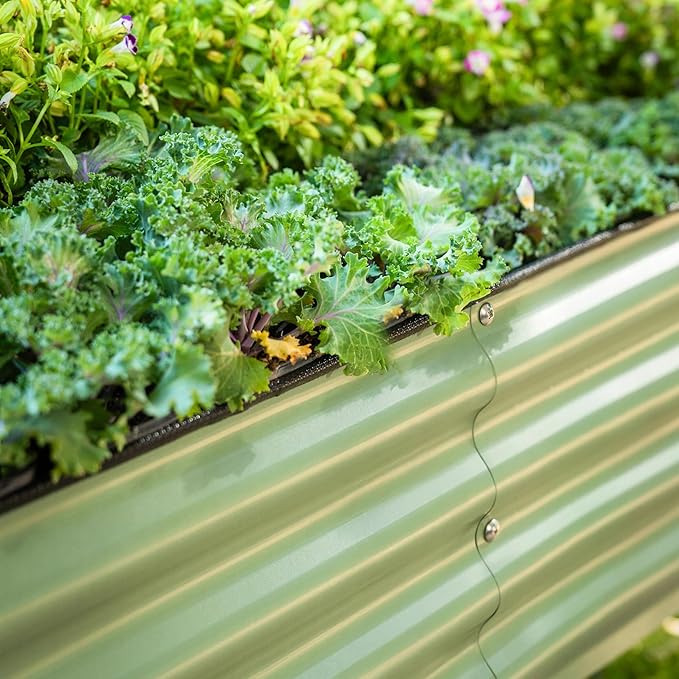 Elevated Raised Garden Bed-V Series, 2' x 6' Garden Beds with Legs & Storage Rack for Patio Porch, 1000 Lbs Weight Capacity, Outdoor Planter Boxes for Gardening Herbs Vegetables Flowers, Olive Green