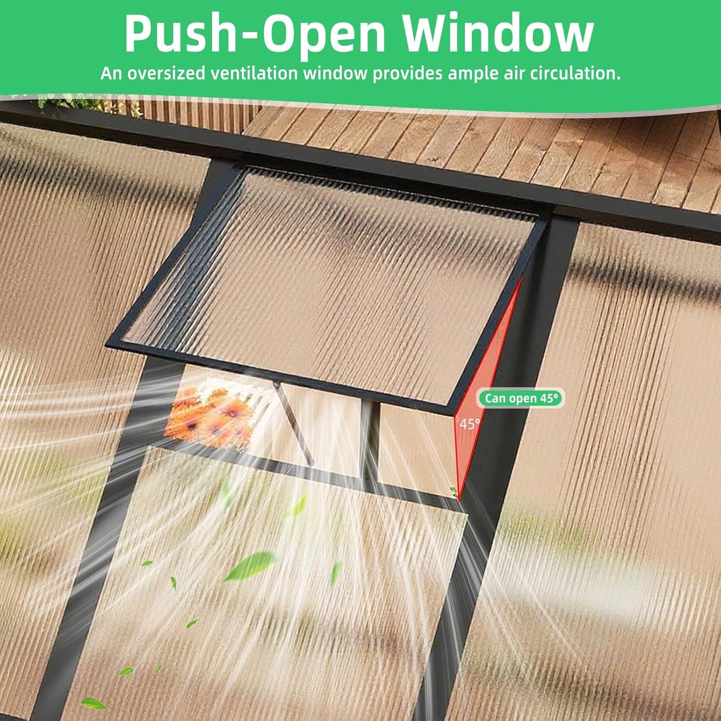 8x10 FT Outdoor Walk-in Greenhouse with Durable polyethylene Cover, Lockable Door, Adjustable roof Vent, and Ground Anchors. A Large, Sturdy Backyard Greenhouse Ideal for Patio, Lawn, and Gardening.