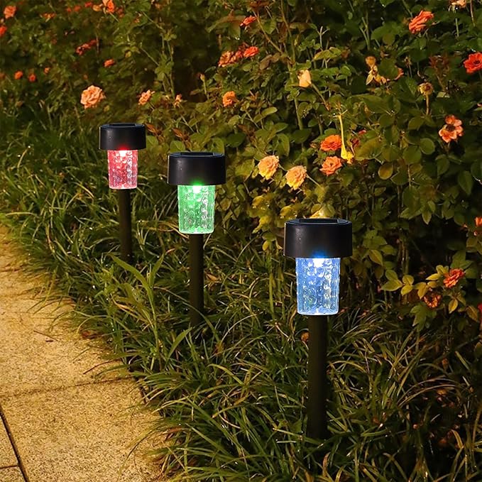 Dynaming 16 Pack Outdoor Solar Pathway Lights, RGB Color Changing LED Solar Powered Walkway Lights, Waterproof Landscape Decorative In-Ground Lighting for Garden Lawn Patio Yard Deck Driveway