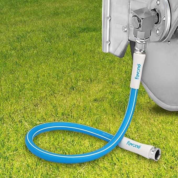 Fevone 3 ft Garden Hose, Hose Reel Leader Hose, Hybrid Polymer, Kink Resistance, Flexible, Durable, Leak Free, Aluminum Fittings, 3/4" GHT, 5/8" ID, 600 Psi, Drinking Water Safe