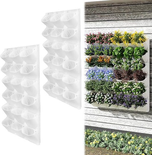 Self-Watering Wall-Mounted Vertical Planter, 36 Pots Wall Planter Indoor Vertical Living Green PlantWall Easy Installation 45''x39'' x5'' (White, 45X39 Inch 36Pcs)
