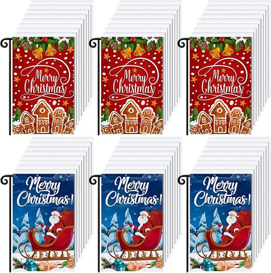 Shimeyao 54 Pcs Blank Sublimation Flags DIY Lawn Garden Flags 11.8 x 17.7 Inches Polyester Blank Heat Transfer Banner for Valentine's Day Wedding Indoor Outdoor Party Decoration