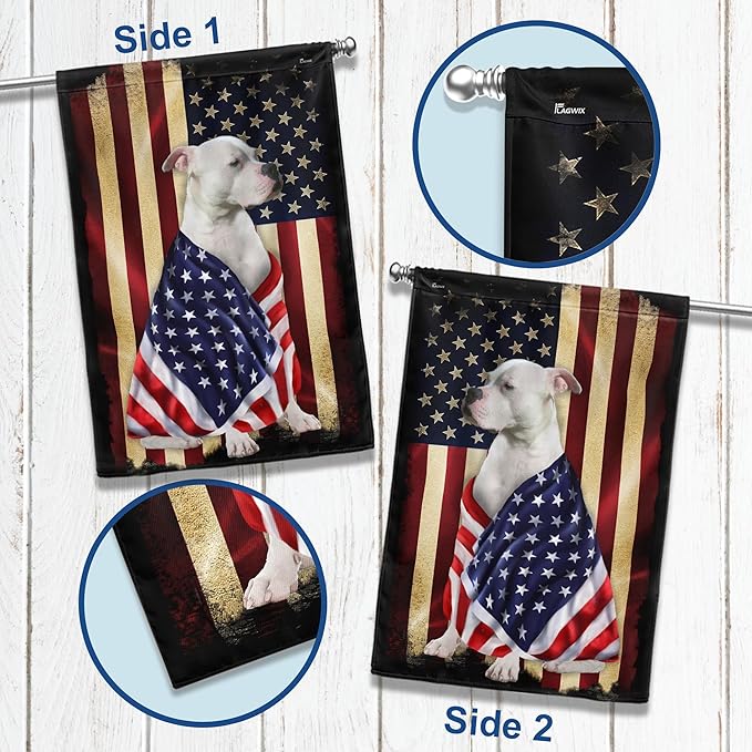 FLAGWIX American Bulldog House Flags, Dog Decor Flag - 4th of July Decorations for Home, Yard Decor, House Flag 30x40 - Patriotic Dog Decor, Double Sided, Heavy Duty Canvas Flag Indoor Outdoor