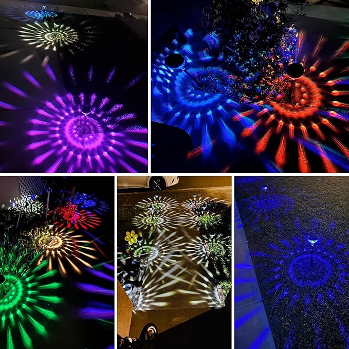 Solar Pathway Lights 8 Pack, Color Changing+8 Fixed Colors (Warm White/Cool White/RGB Colored) Solar Lights Outdoor Waterproof, Bright Solar Powered Garden Light for Walkway Backyard Landscape Decor