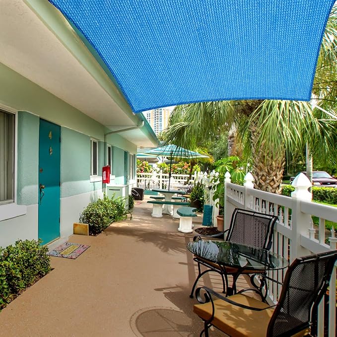 Eden's Decor Straight Flat-Edged Sun Shade Sail Rectangular 9' x 14' Blue UV-Blocking Outdoor Canopy Fabric Cloth Awning for Pergola Patio Garden Backyard Custom Size