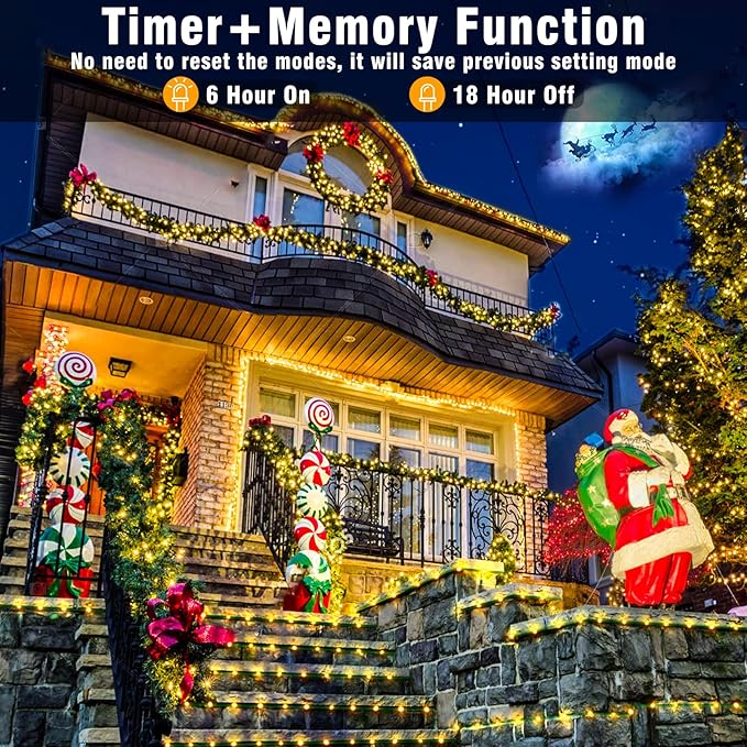 33ft 100 LED Christmas Lights Outdoor Waterproof, Warm White Christmas String Lights Indoor Clear Wire 8 Modes, Plug in Twinkle Fairy String Lights for Bedroom Wedding Home Party Garden Decorations