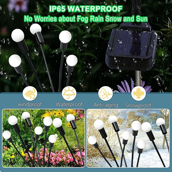 Kohlrabi Solar Garden Lights Outdoor, 4 Pack 40 LED Green Firefly Lights Waterproof, Starburst Solar Wind Swaying Light for Outside Yard Patio Planter Flower Bed Walkway Christmas Decoration