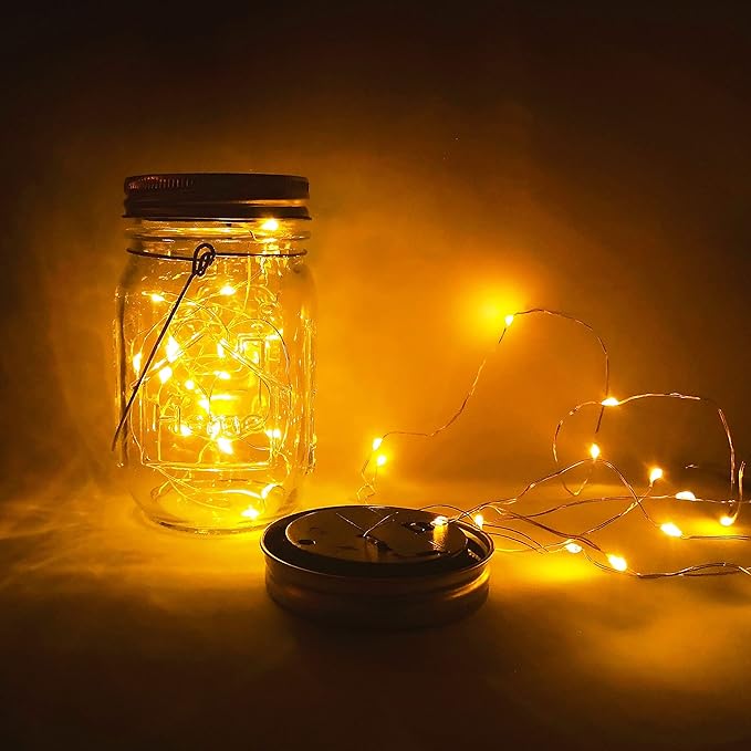 Mason Jar Solar Lights,8 Pack 30 LEDs Fairy Hanging Mason Jar Lights,Solar Lanterns for Outdoor Patio Party Garden Wedding Christmas Decor Lights(Mason Jars/Handles Included)