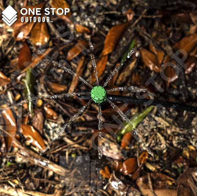 (100-PACK) - 1/4" Inch 360 Degree Drip Emitter On 6" Stake Sprayer Adjustable Flow 0-20 GPH, Fits 1/4 (4-6mm) Irrigation Tubing - Micro Bubbler Drippers for Drip Irrigation (50 Pack Dripper on Stake)