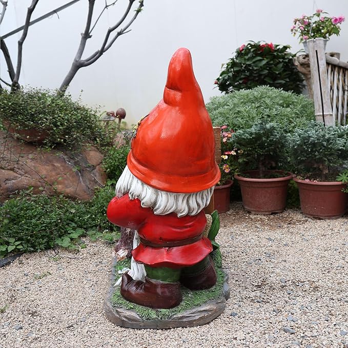Garden Gnome Statues Large Planter - Outdoor Gnome Statues with Planter Pot Yard Welcome Decorations Outdoor Gnomes Planter Clearance Sculptures Decor for Lawn Ornament 25 inch, Red Hat