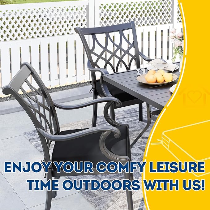 AAAAAcessories Outdoor Seat Cushions for Chairs, Waterproof, Fade-Resistant Patio Furniture Replacement Cushions, 19" x 19" x 3", Set of 2, Black