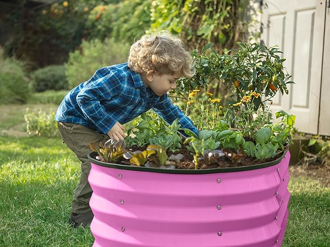 Galvanized Raised Garden Beds Outdoor // 4×2×1 ft Planter Raised Beds for Gardening, Vegetables, Flowers (Pink) // Large Metal Garden Box