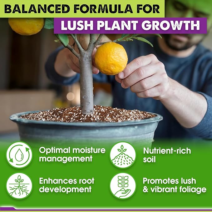 DUSPRO Recycle Citrus Tree Potting Soil Mix for Potted Lemon Tree, Specialized for Oranges, Fruit Tree Indoor Planting Pre-Mixed 4-in-1 Ready to Use (10 Quarts)