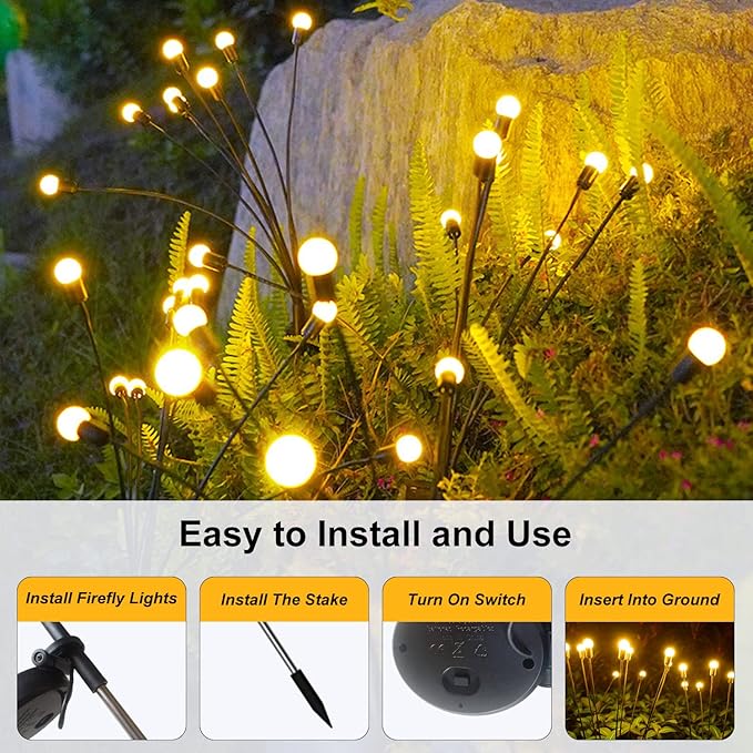 Solar Garden Lights, 8 Pack Waterproof Outdoor Swaying Lights for Patio, Garden, Pathway Decoration