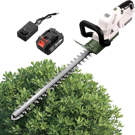 20" Hedge Trimmer Cordless with Battery,Electric Bush Trimmer,Lightweight Hedge Trimmers,3000RPM 180°Rotatable Head,3/4''Blade Gap Cordless Hedge Trimmer