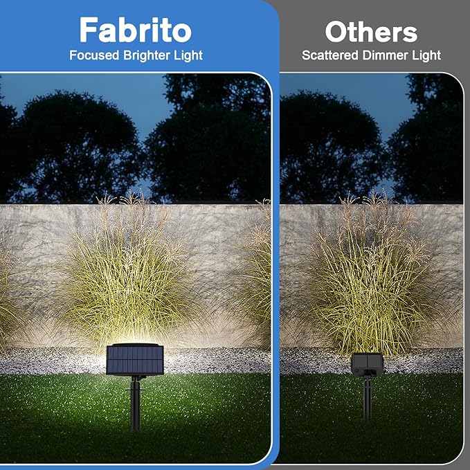 Fabrito Solar Spot Lights Outdoor 136 LEDs, Large Area Lighting Solar Lights Outdoor, 2 Pack IP65 Waterproof Landscape Spotlights Auto On/Off for Yard, Garden, Pathway, Plants,Tree (Cool White)