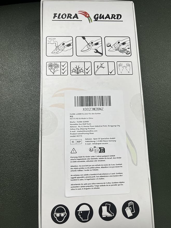 FLORA GUARD Professional Pruning Shears for Gardening, 20mm Clean Cut, SK5 Titanium-Coated Blade, Non-Stick Teflon Coating, Ergonomic TPR Handle, Garden Clippers for Men & Gardeners