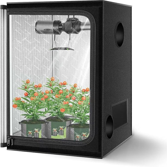 MELONFARM 2x2 Grow Tent, 24"x24"x32" Grow Tent, Double Transparent Viewing Door Indoor Grow Tent, Growing Tent with High Reflective Mylar & Floor Tray, Plant Tent for Indoor Hydroponics Growing