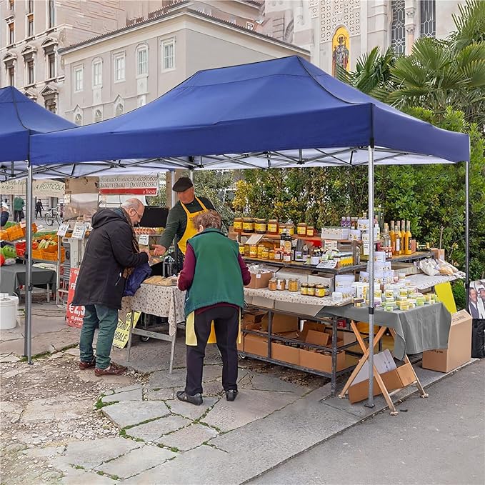 COBIZI 10x15 Pop up Canopy Heavy Duty Tent with 4 sidewalls Commercial Outdoor Canopy Event Tents All Season Wind & Waterproof Gazebo with Carry Bag, Dark Blue(Frame Thickened)