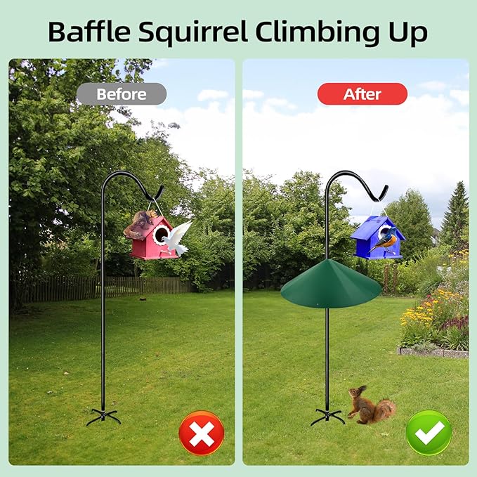24-inch Large Outdoor Squirrel Baffles for Bird Feeders Pole, Squirrel Baffle with Metal Frame, Squirrel Guard for Bird Houses, Two Way Use, Green Color