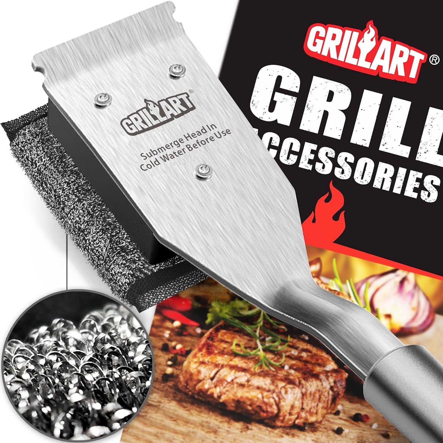 GRILLART Grill Brush Bristle Free Replacement Head - 2PCS